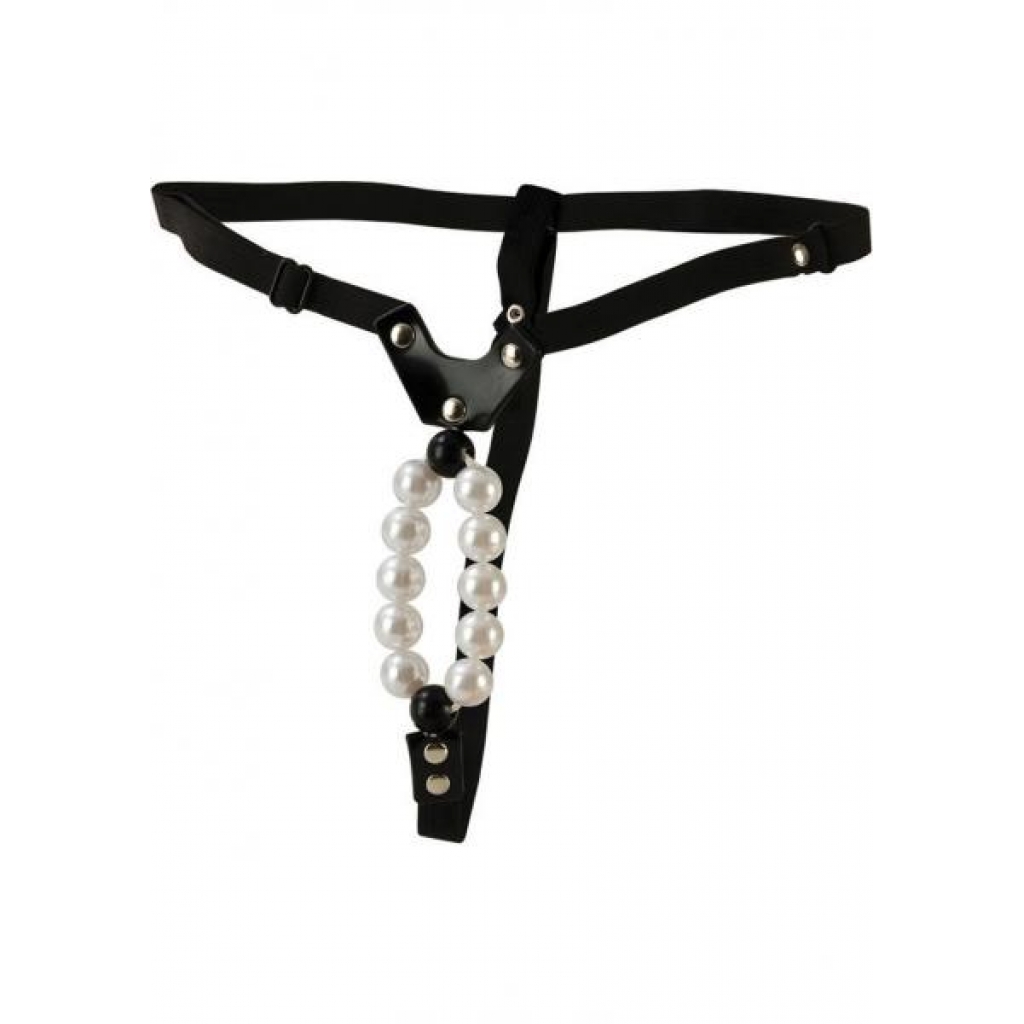 Lovers Thong With Pleasure Pearls - Black