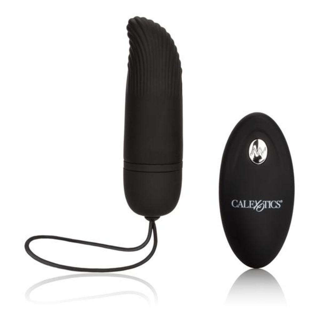 Silicone Remote Controlled Ridged G Vibrator - Black