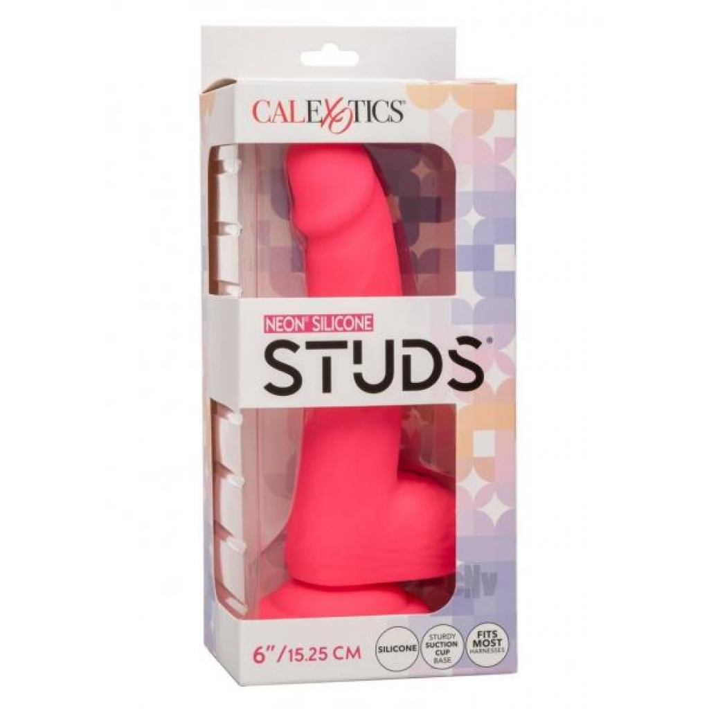 Neon Silicone Studs 6 Dildo - Pink