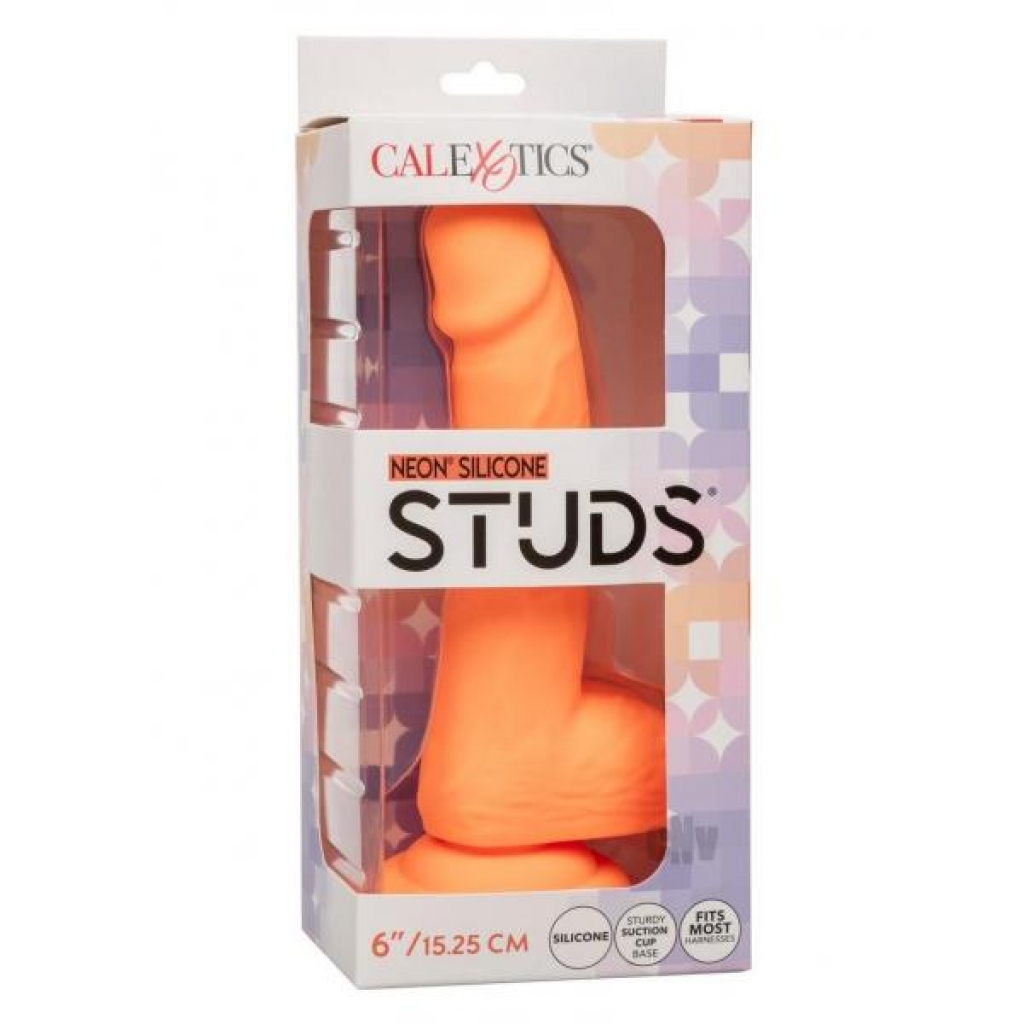 Neon Silicone Studs 6 Dildo - Orange