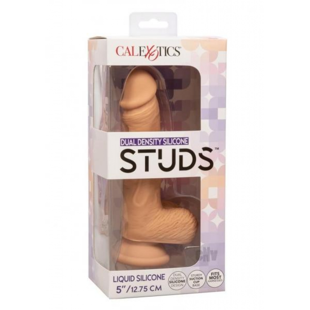 Silicone Studs Dual Dense Dildo - 5 Inch Vanilla Tan