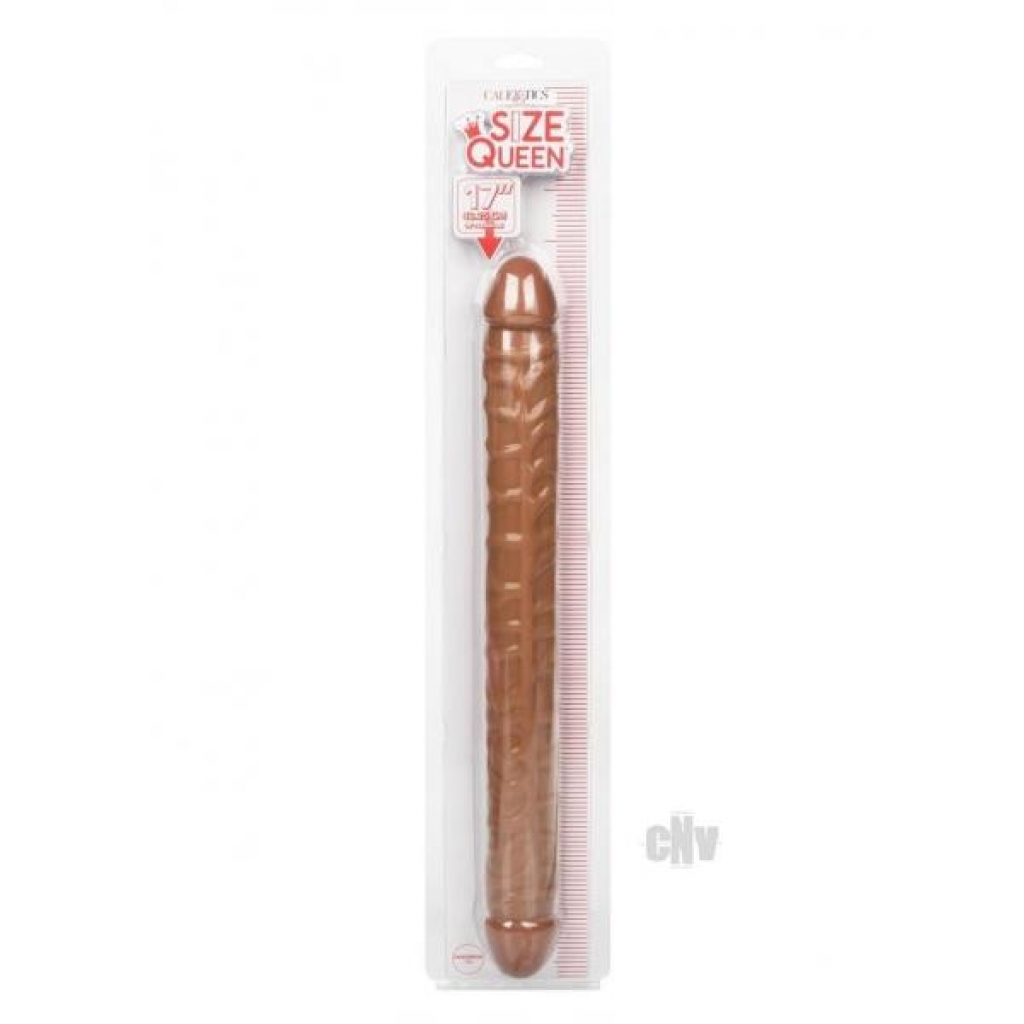 Dual-Ended Firm Dildo - Size Queen 17 - Brown