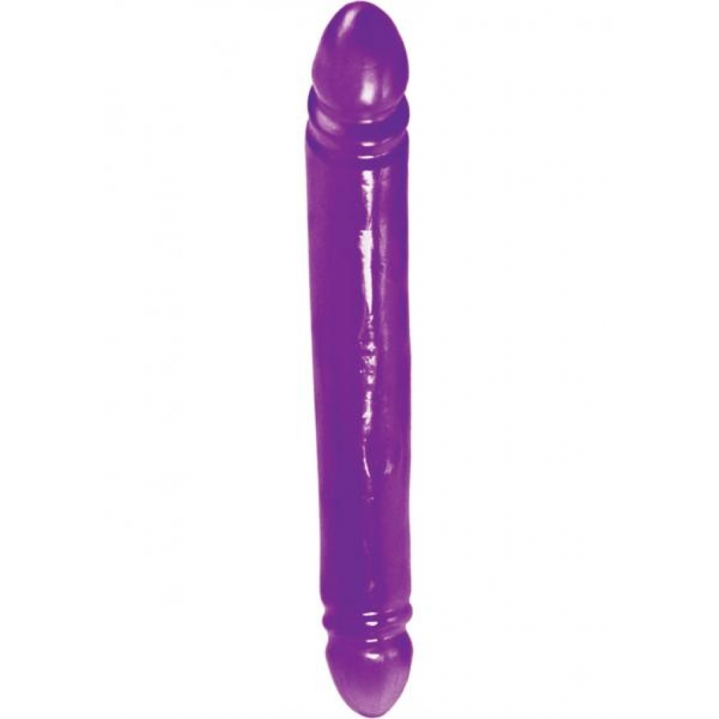 Reflective Gel Series Smooth Double Dong - 12 Inch - Purple