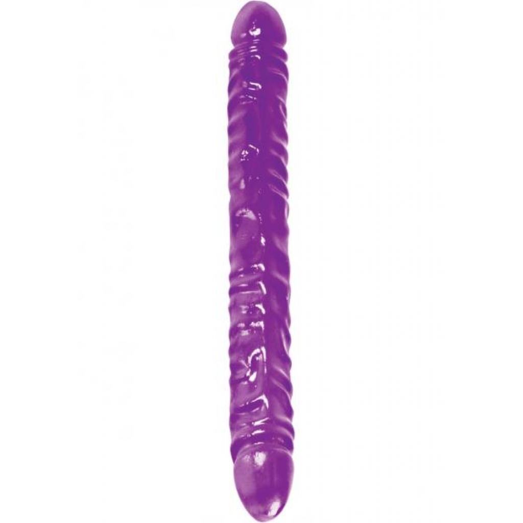 Reflective Gel Series Veined Double Dong - 18 Inch Purple