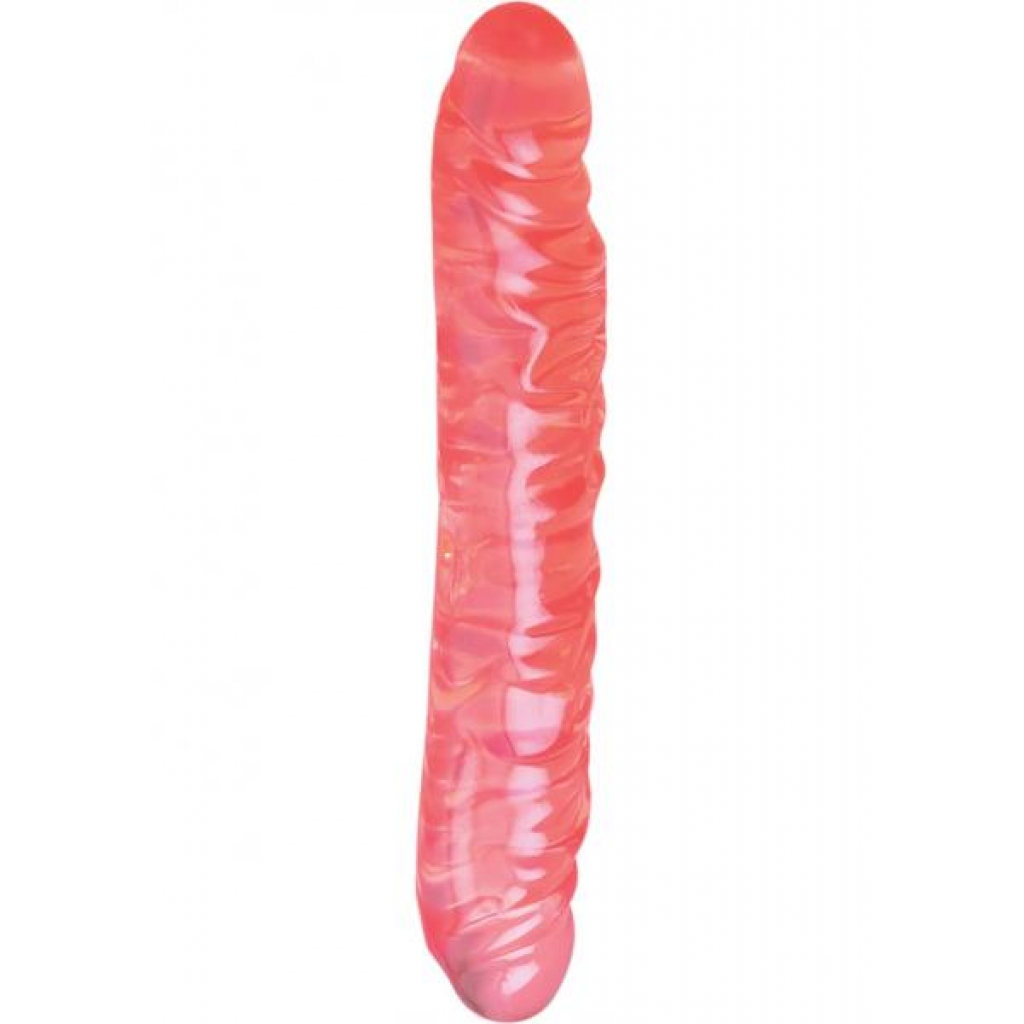 Translucence Veined Double Dong - 12 Inch Pink