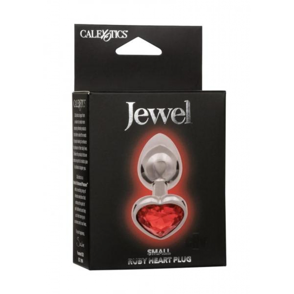 Elegant Small Ruby Heart Anal Plug - Red Silver