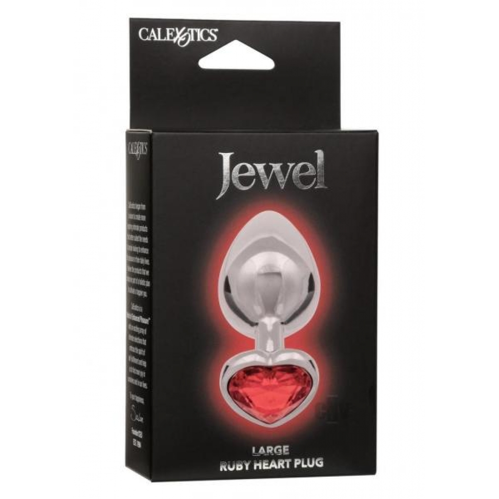 Jewel Large Ruby Heart Plug - Red Silver