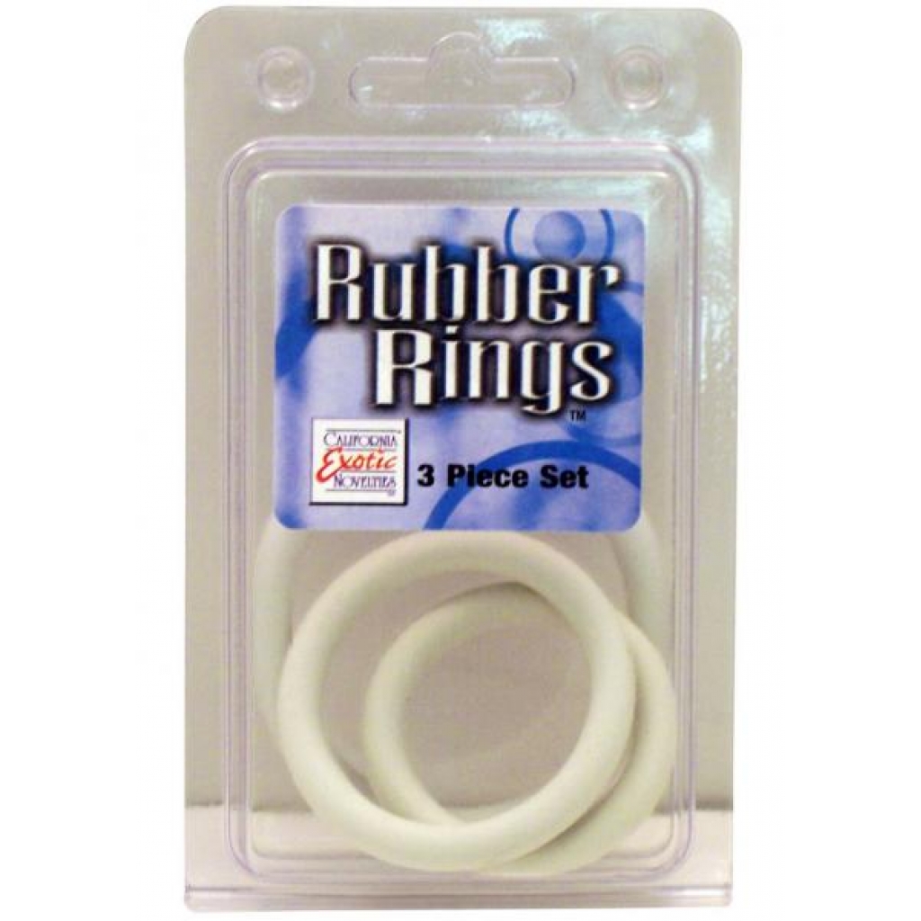 Rubber Cock Rings 3 Piece Set - White