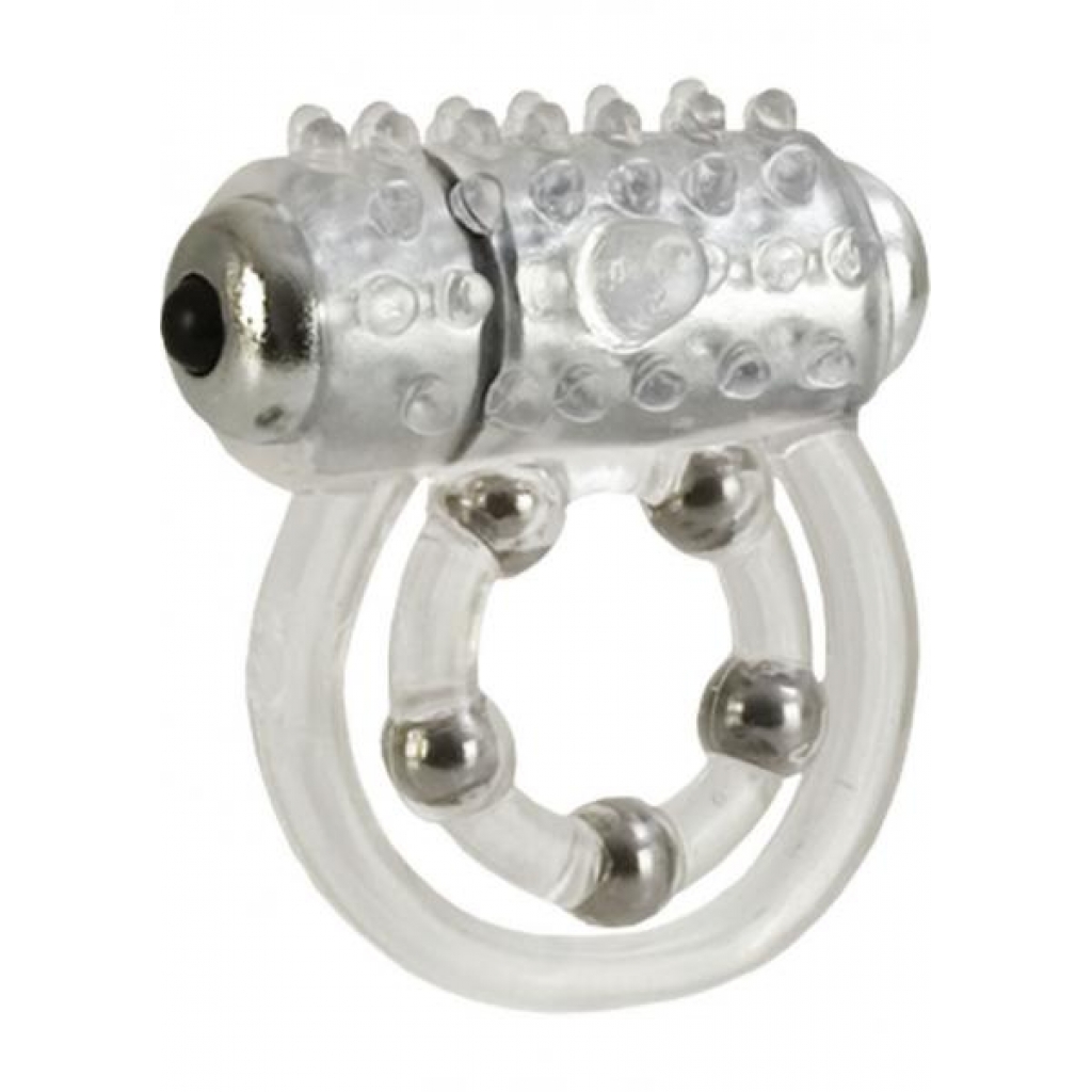 Waterproof Maximus Enhancement Ring with 5 Stroker Beads - Clear