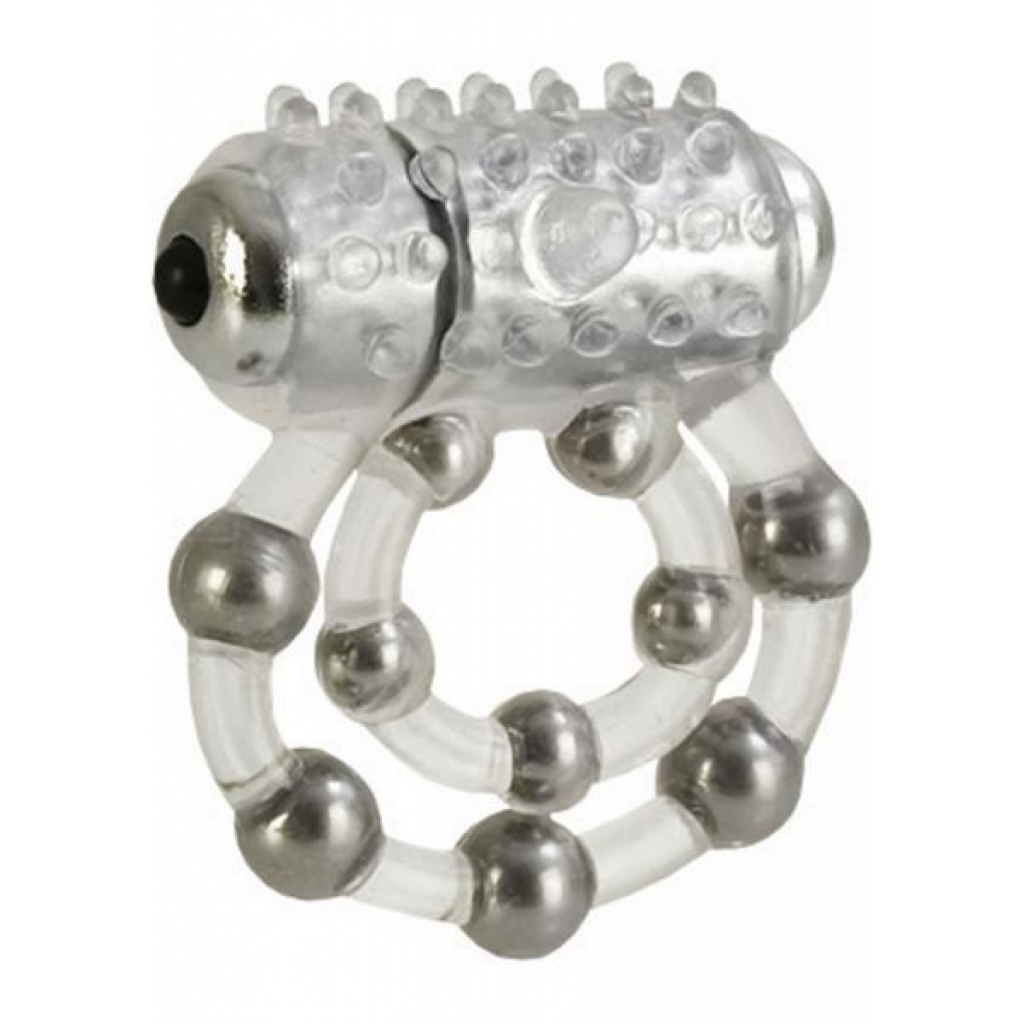 Waterproof Maximus Enhancement Ring with 10 Stroker Beads - Clear