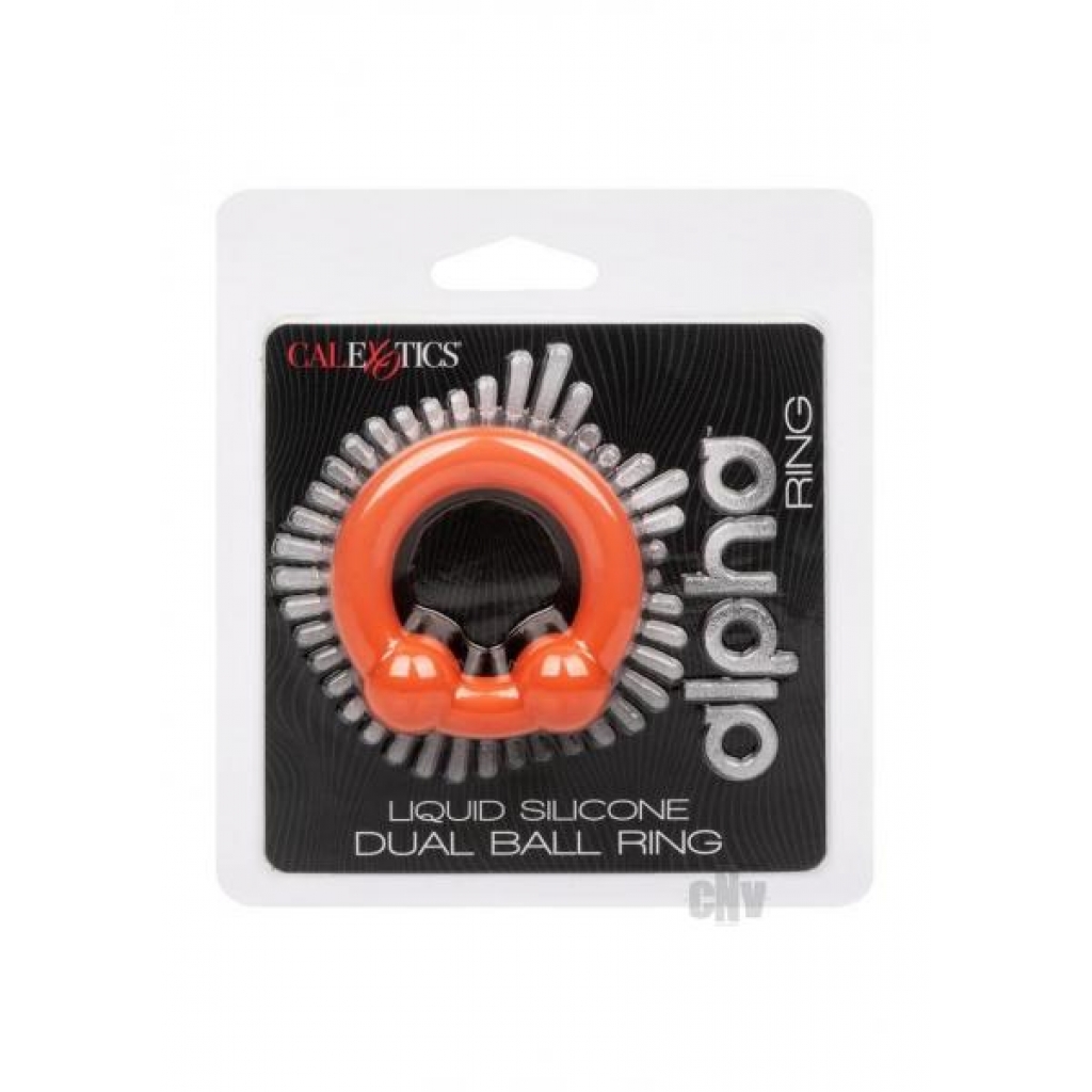 Alpha Liquid Silicone Dual Ball Ring - Orange