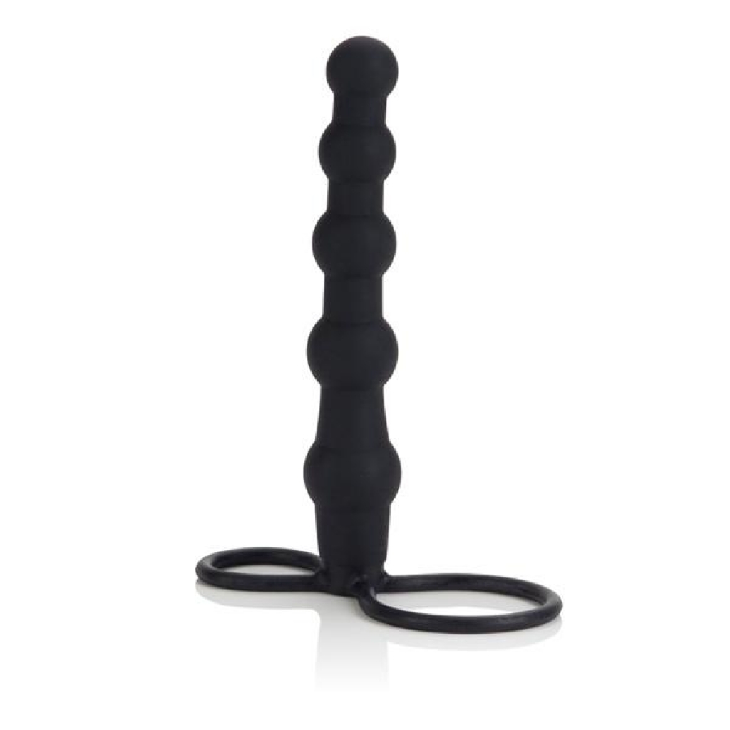 Silicone Love Rider Beaded Dual Penetrator - Black