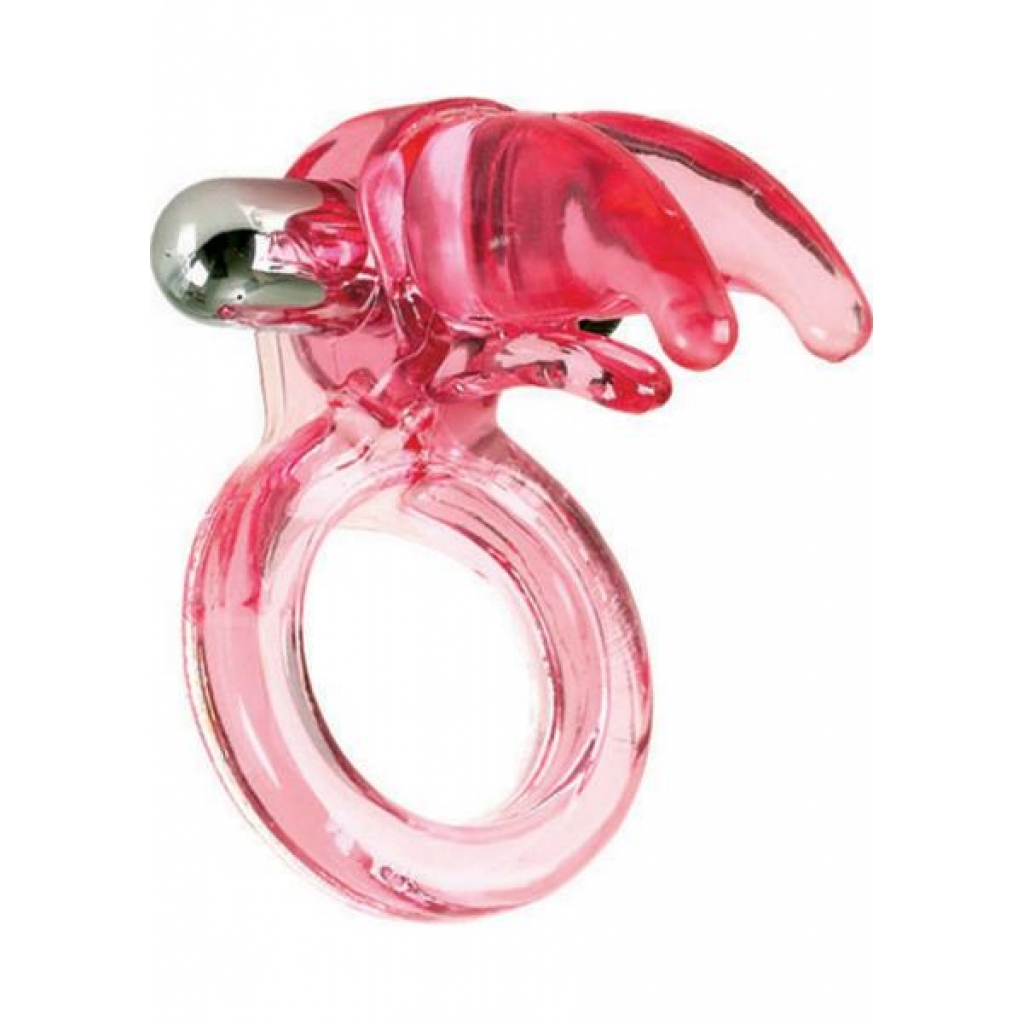 Triple Clit Flicker Cock Ring - Red