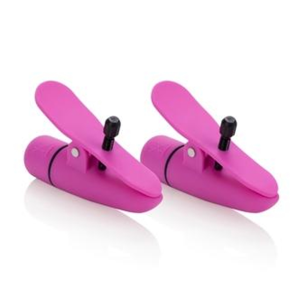 Powerful Nipplettes Vibrating Nipple Clamps - Pink