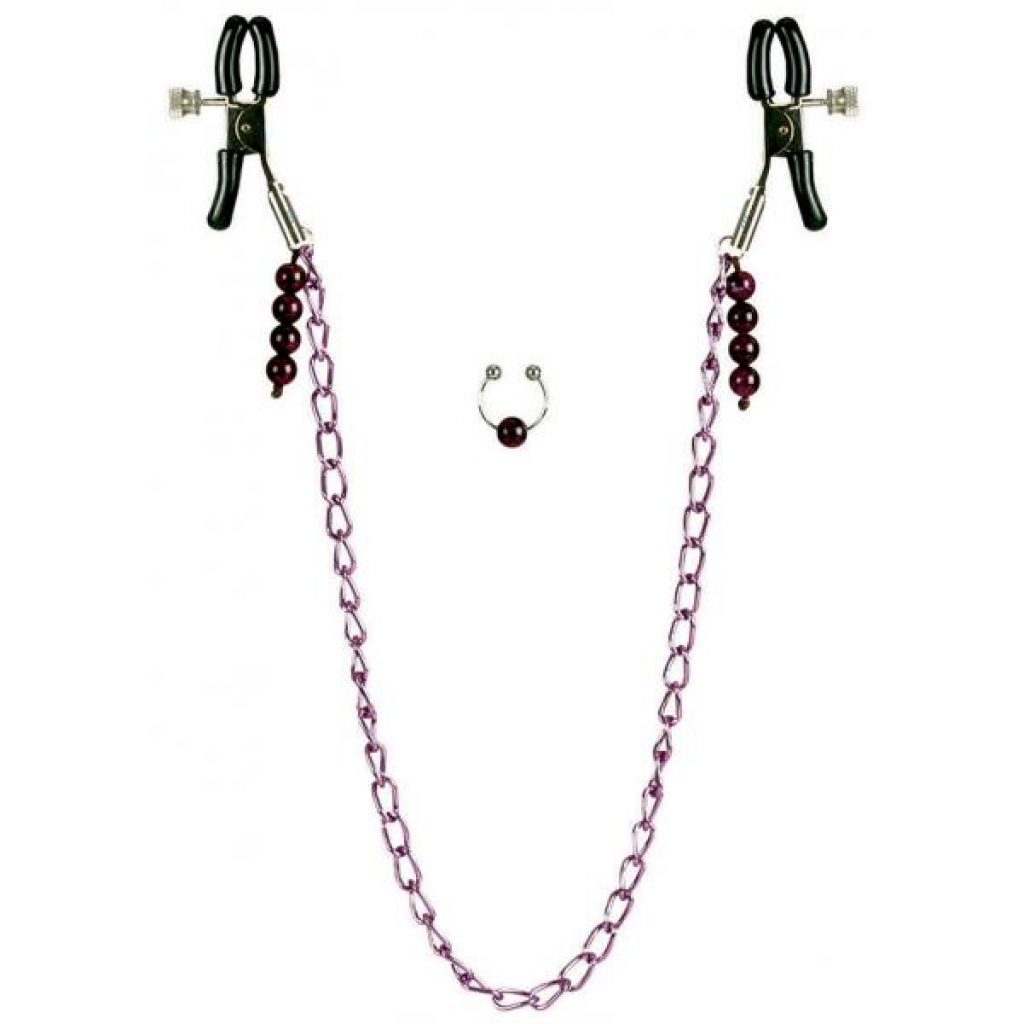 Nipple Clamps with Purple Chain Non Piercing