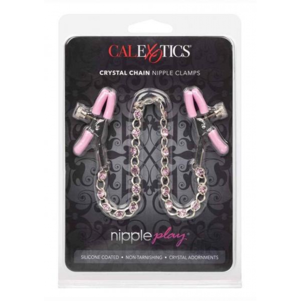 Nipple Play Crystal Chain Clamps - Pink