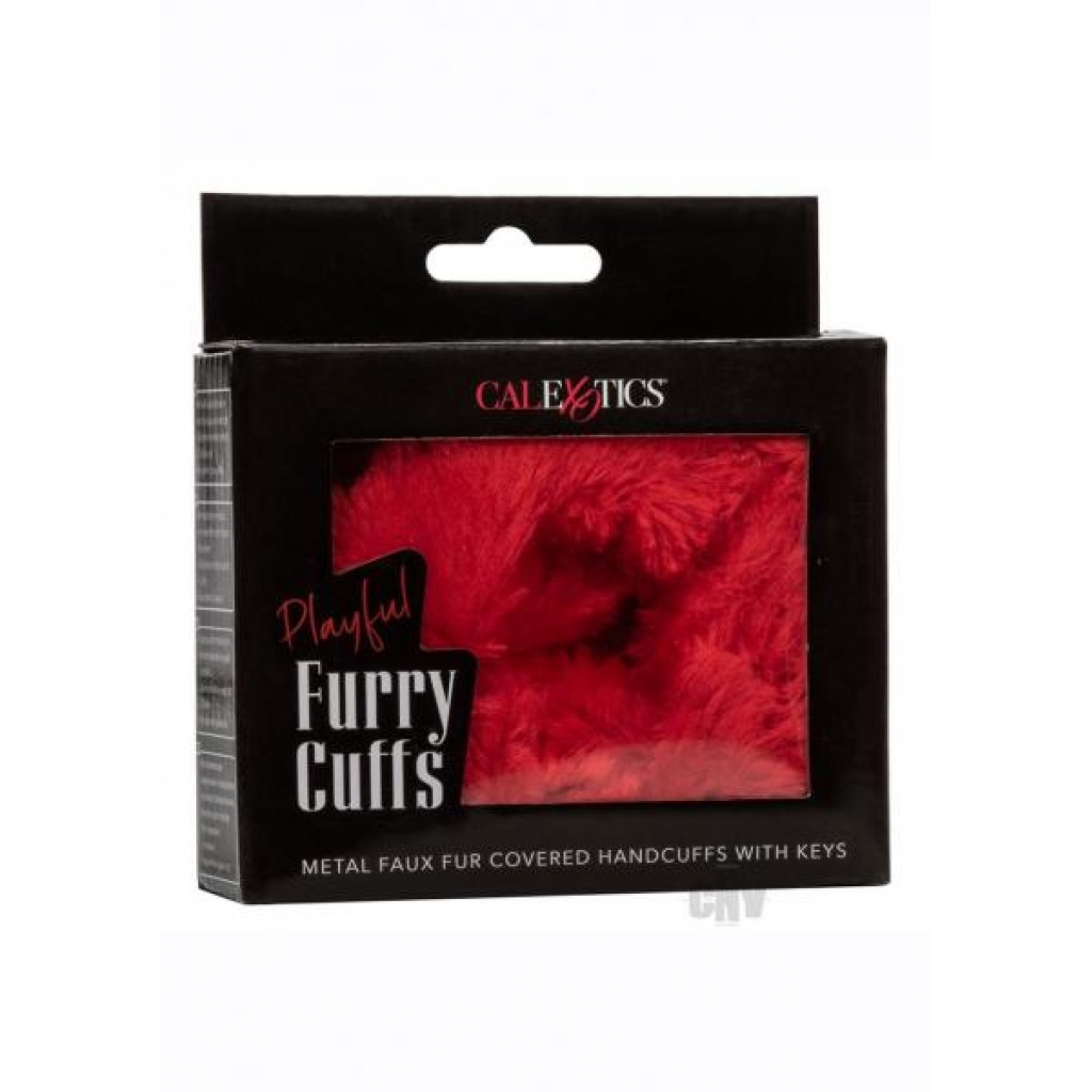 Playful Furry Cuffs in Red