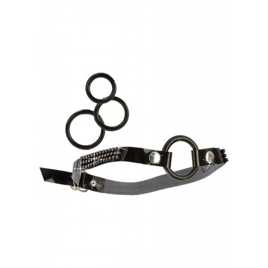 Open Ring Gag with Interchangeable Rings - Black