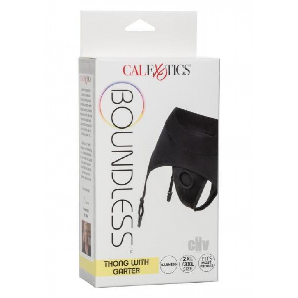 Boundless Thong Garter Set - 2XL/3XL Black