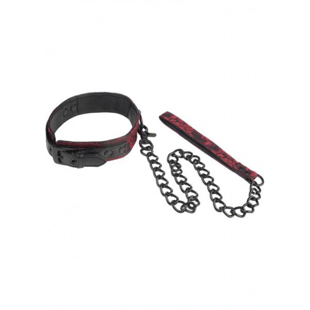 Scandal Adjustable Collar with Leash - Red & Black