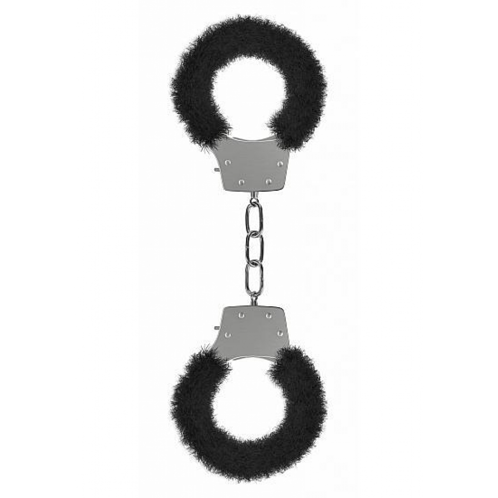 Ouch Pleasure Handcuffs - Furry Black Silver