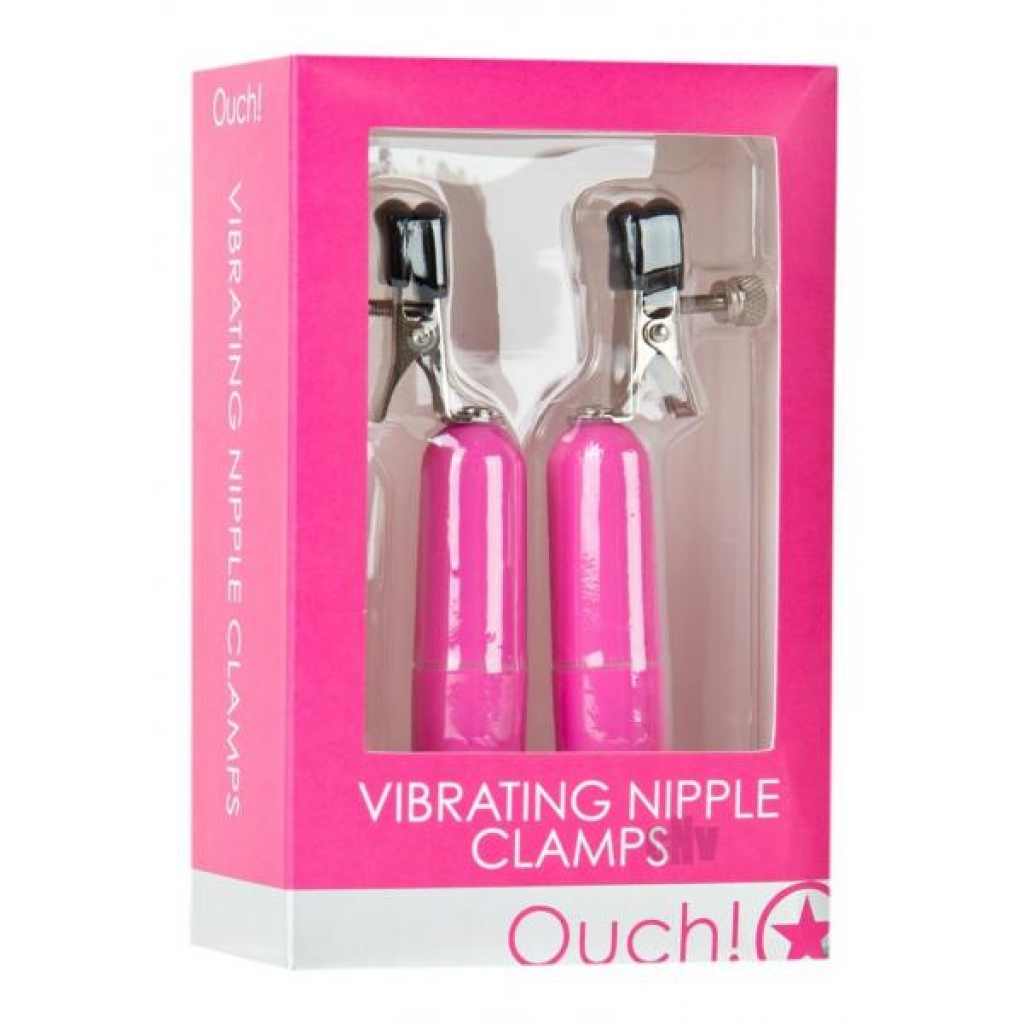 Ouch Vibrating Nipple Clamps: Pink and Silver Delight