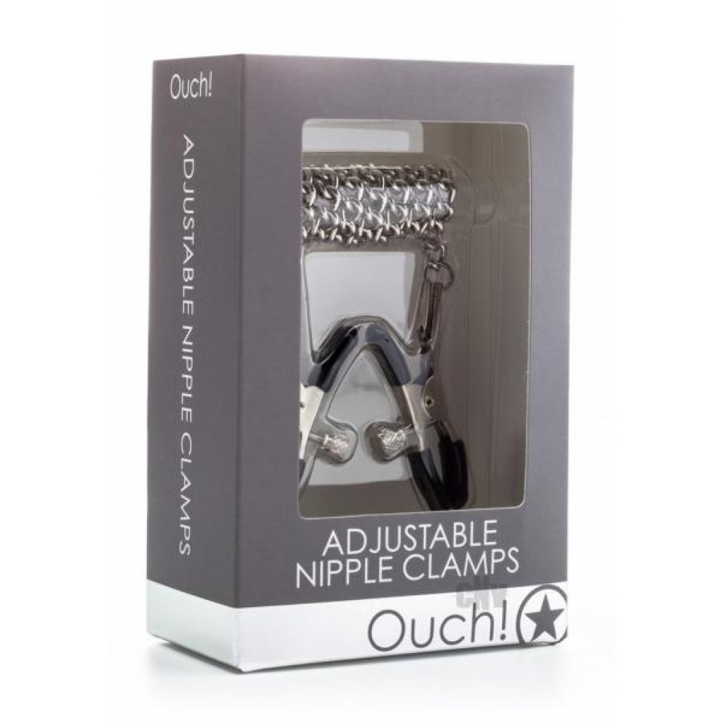 Ouch Adjustable Nipple Clamps with Chain in Metal