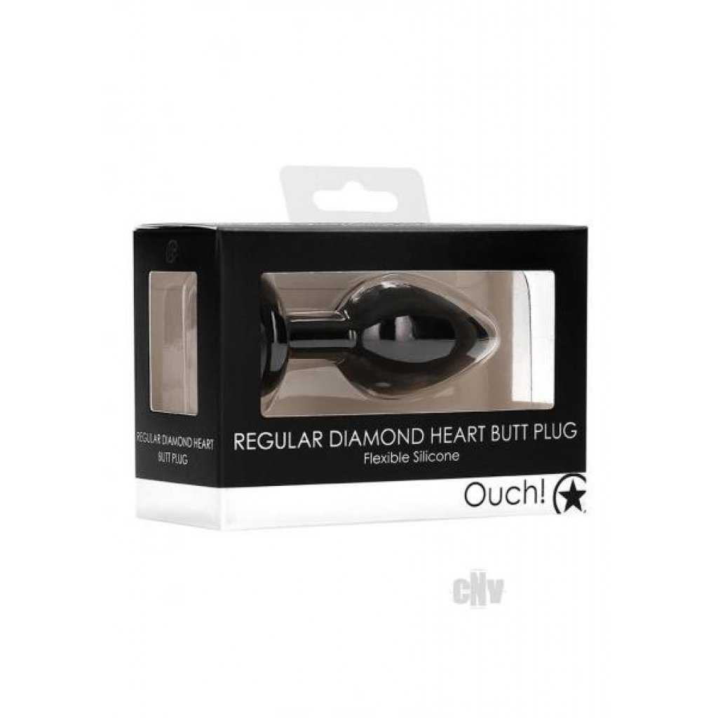 Ouch Diamond Heart Butt Plug Reg Black