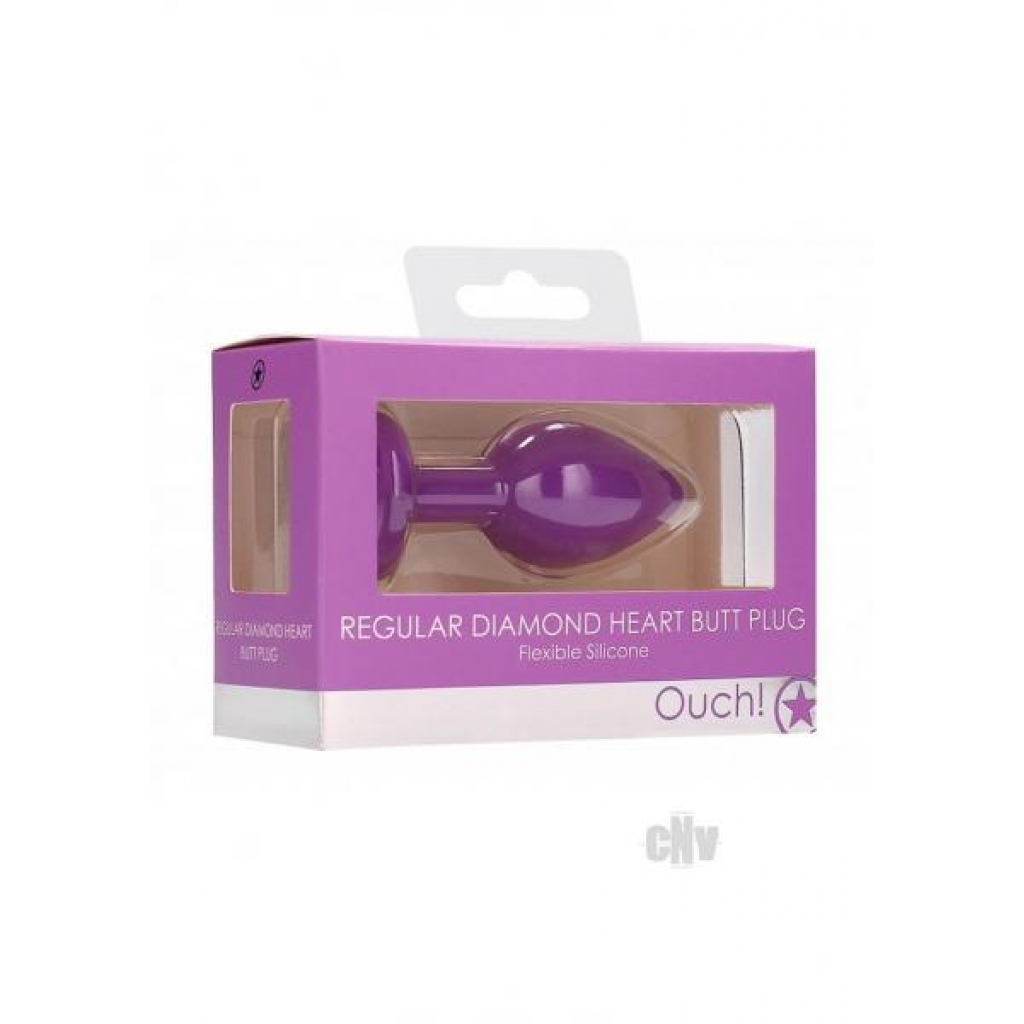 Ouch Diamond Heart Butt Plug - Reg Purple