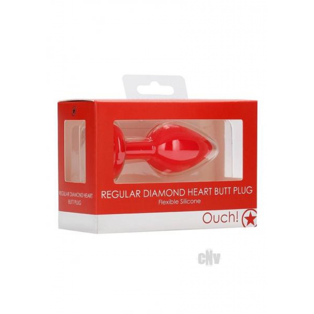 Ouch Diamond Heart Butt Plug - Red