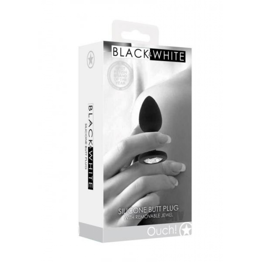 Ouch Silicone Butt Plug with Jewel - Black