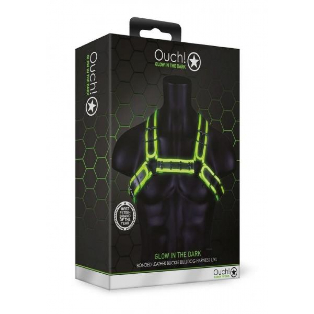 Ouch Buckle Bulldog Harness - Glow In The Dark