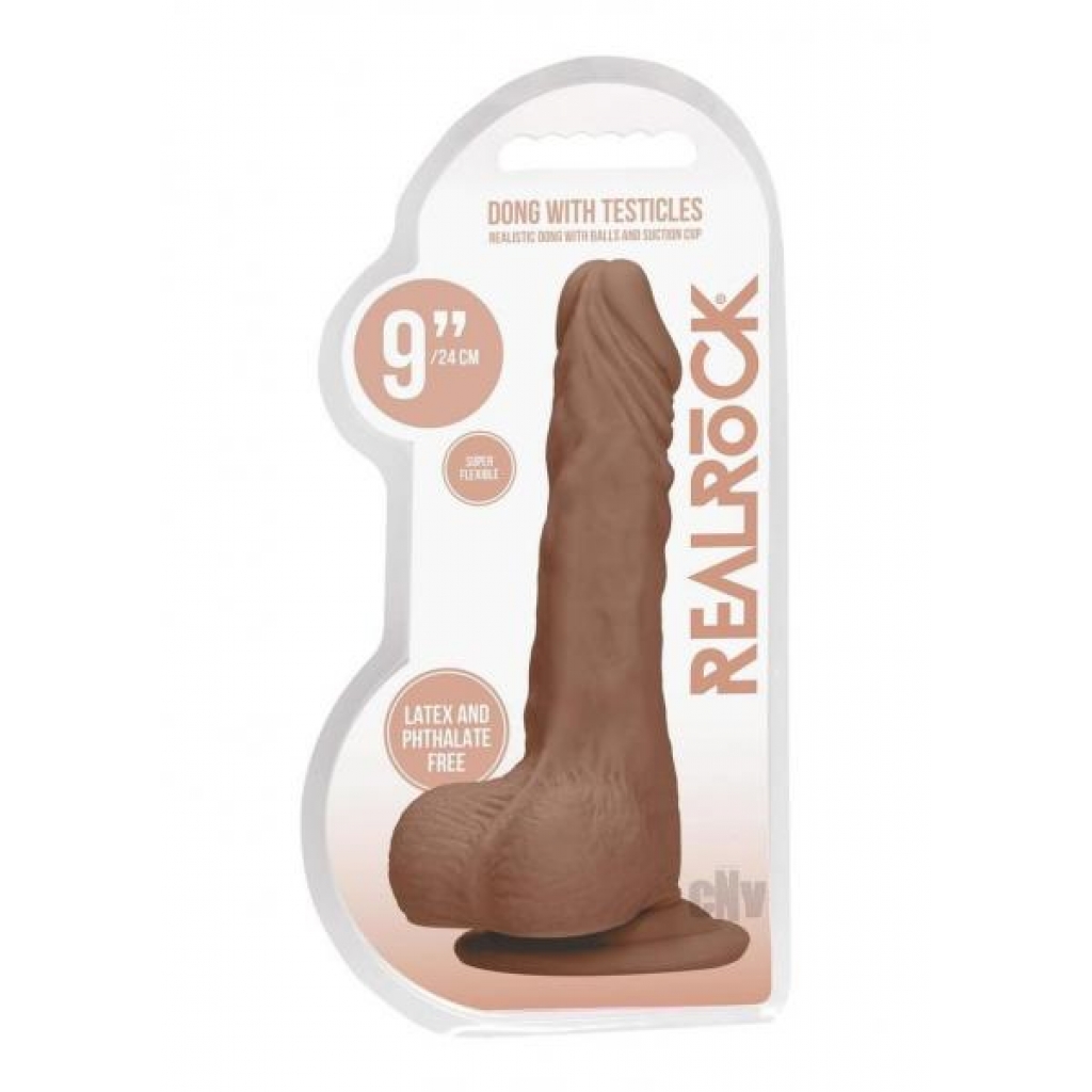 Realistic Realrock Dong With Balls - 9” Tan