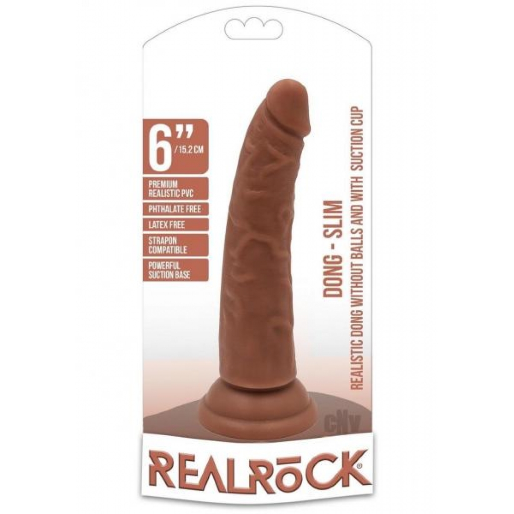 Realrock Slim Dildo Without Balls - 6 Tan