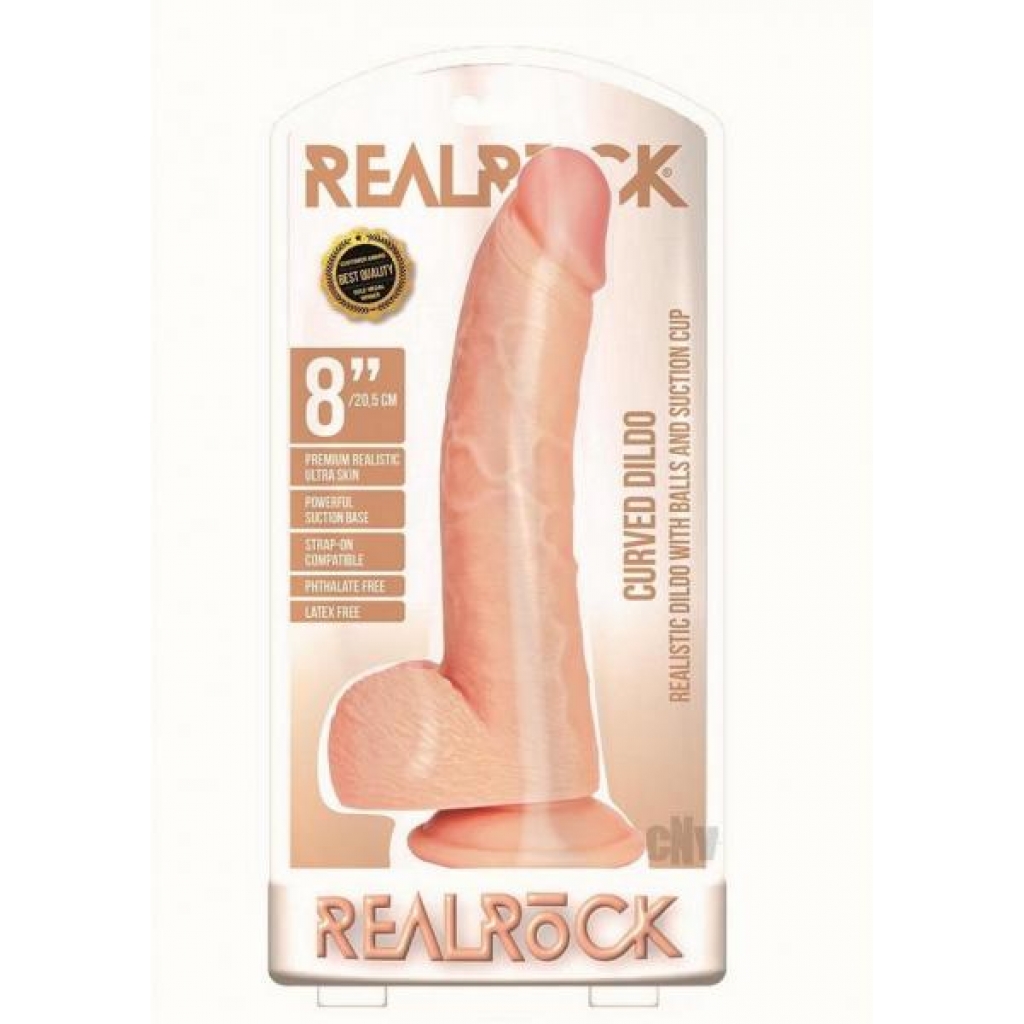 RealRock Curved Dildo with Balls - Vanilla Beige