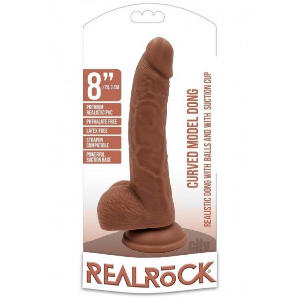 Realrock Curved Dildo with Balls - 8 Inch Tan