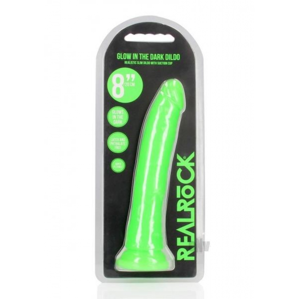 Realrock Slim Dildo 8 - Glow in the Dark Green