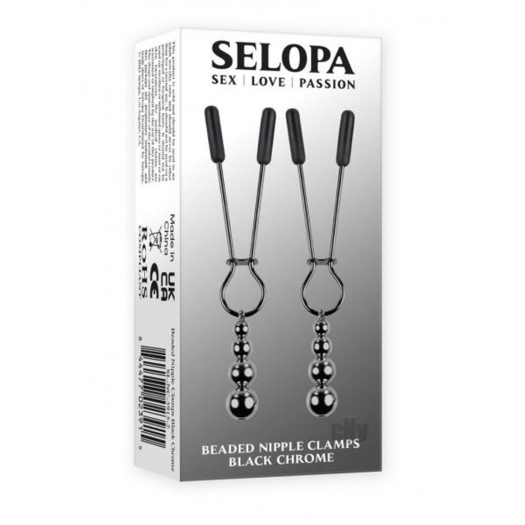 Selopa Beaded Nipple Clamps - Black/Chrome Silver