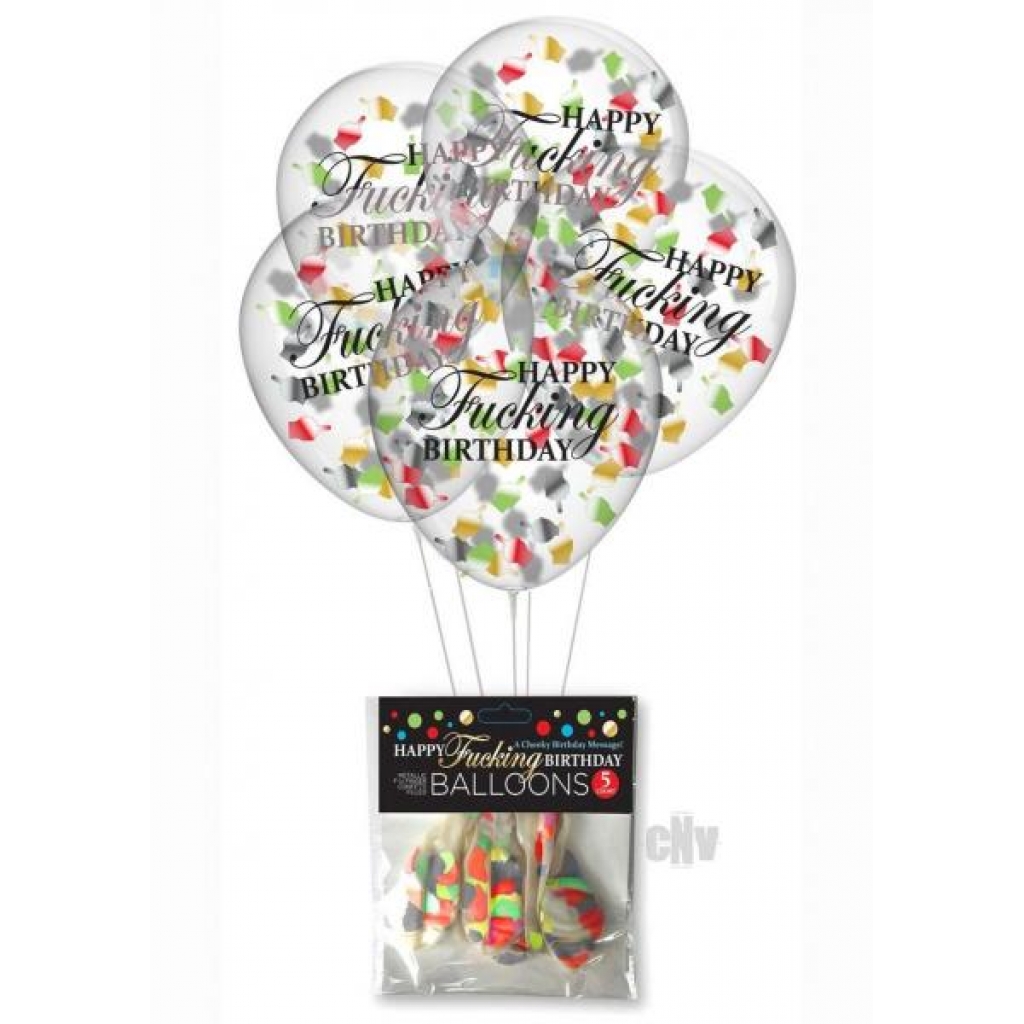 Happy Fn Birthday Confetti Balloons - 5 Pack