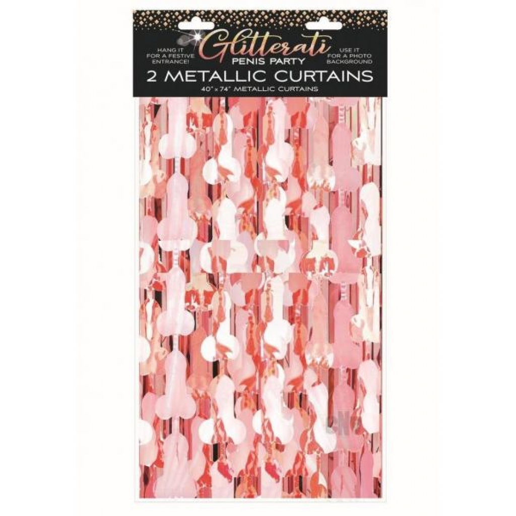 Glitterati Penis Foil Curtain - Set Of 2