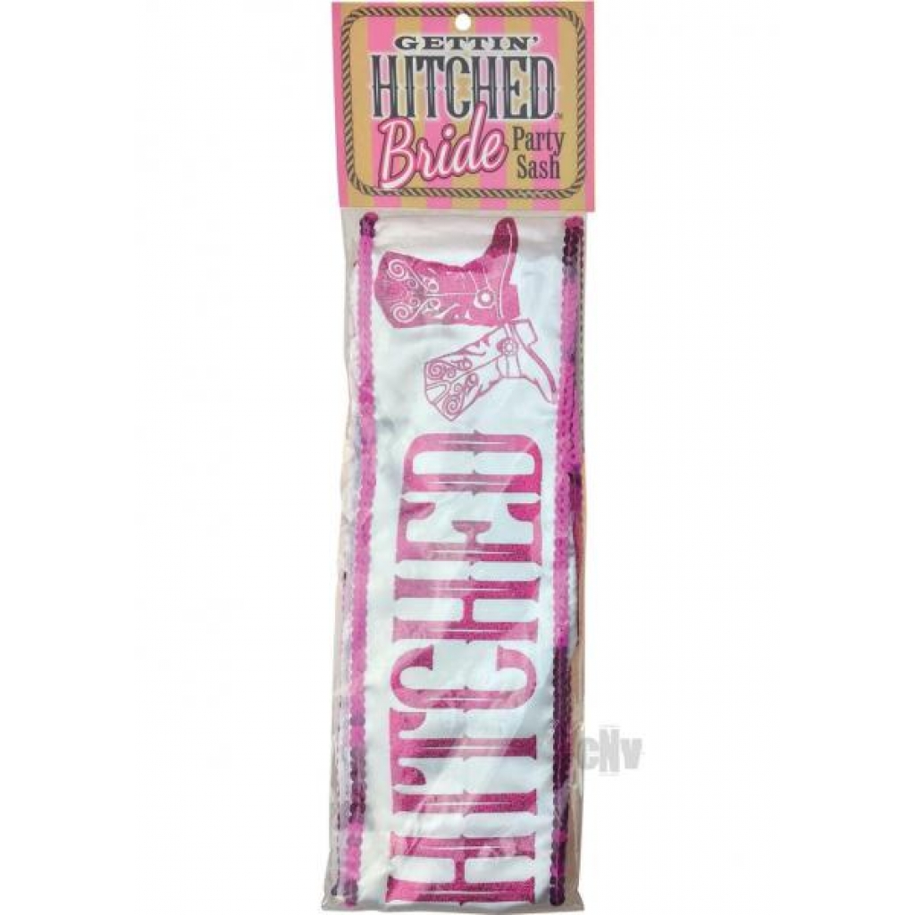 Getting Hitched Glitter Sash - White