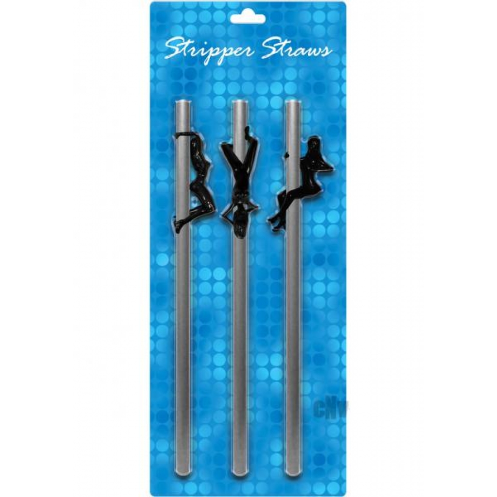 Stripper Straws Female - 3 Pack Silver