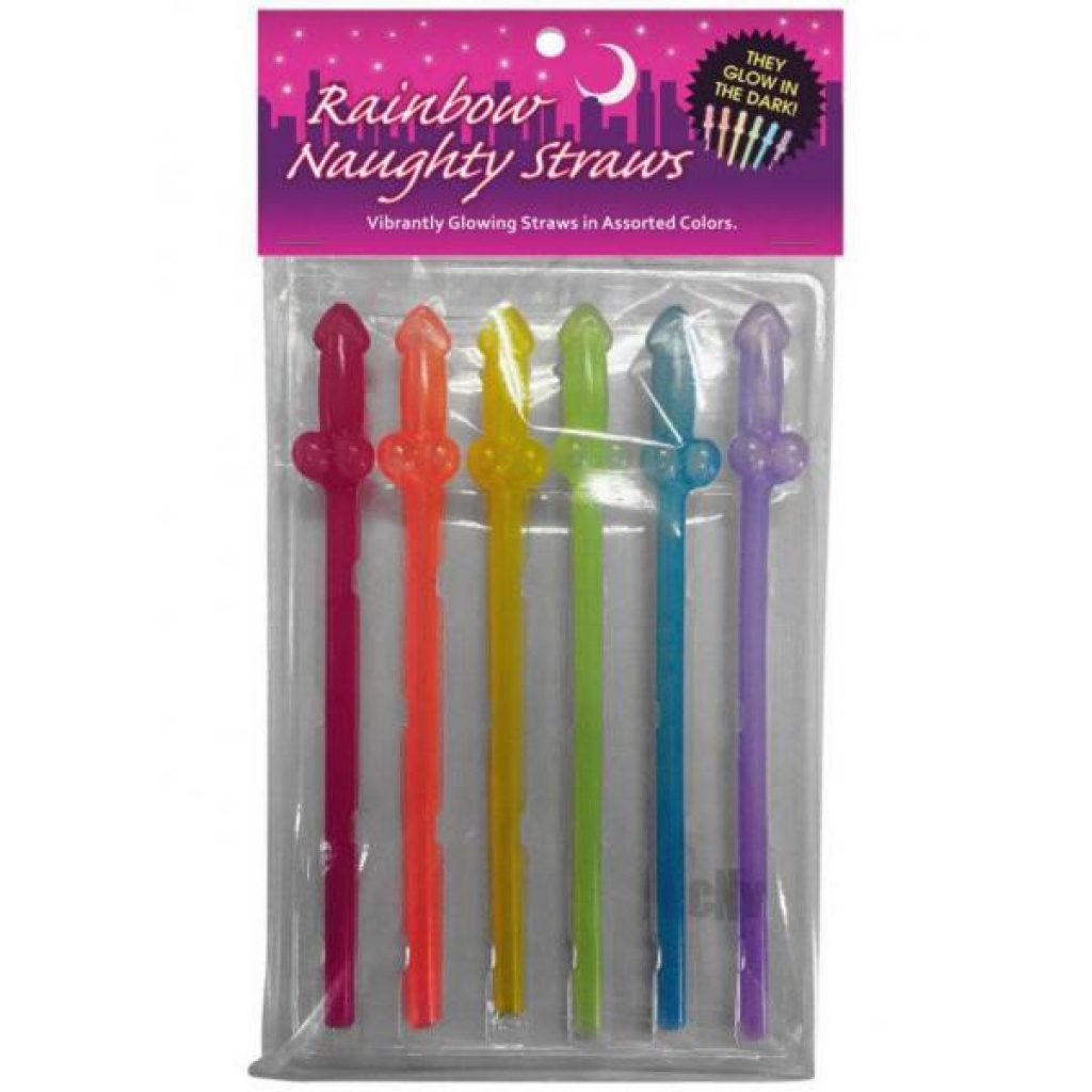 Gitd Rainbow Naughty Straws - 6pk