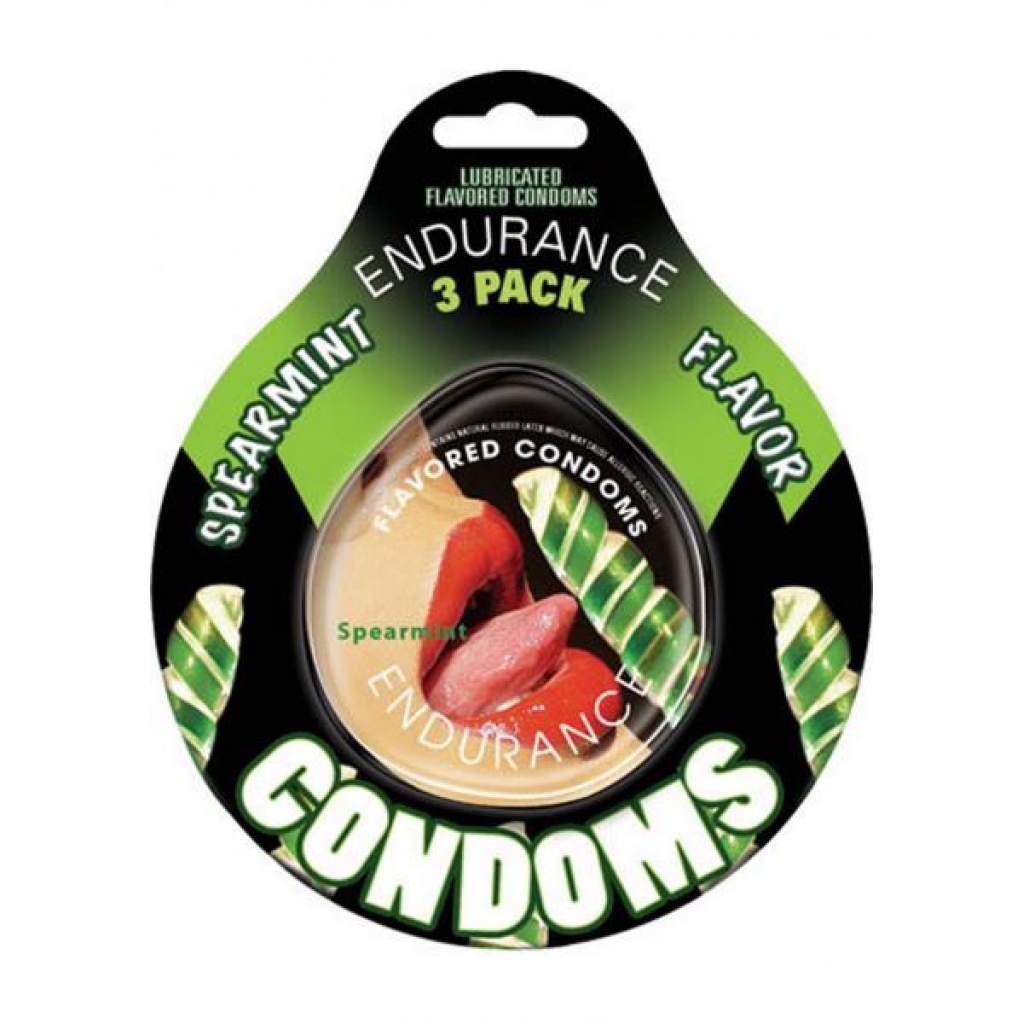 Flavored Lubricated Endurance Condoms - Spearmint (3 Pack)