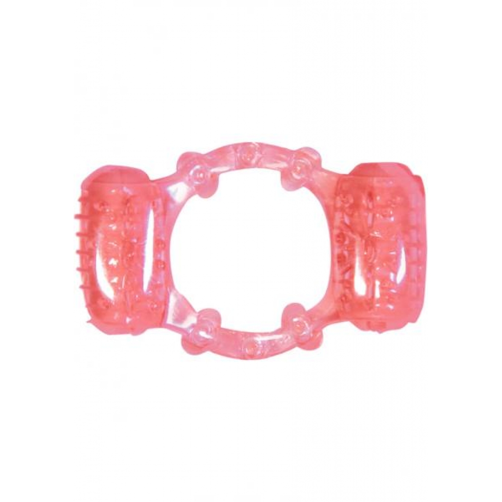 Humm Dinger Double Dinger Dual Vibrating Cock Ring - Magenta Pink