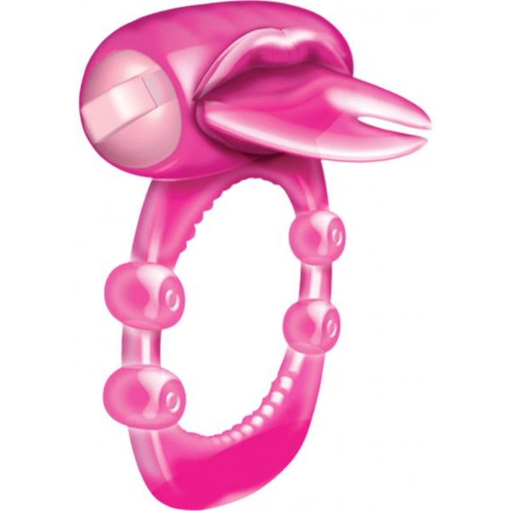 Forked Tongue Vibrating Silicone Cock Ring in Magenta Pink