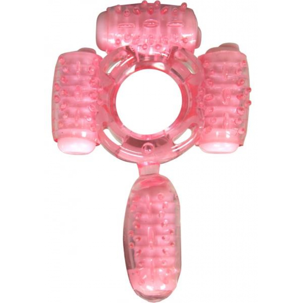 Humm Dinger Super Quad Vibrating Cock Ring - Magenta Pink