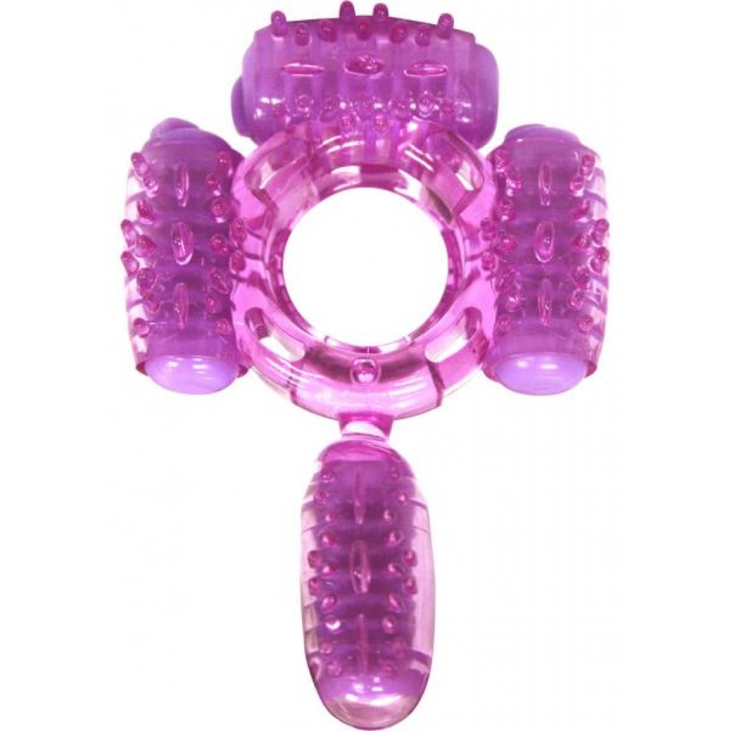 Humm Dinger Super Quad Vibrating Cock Ring – Purple