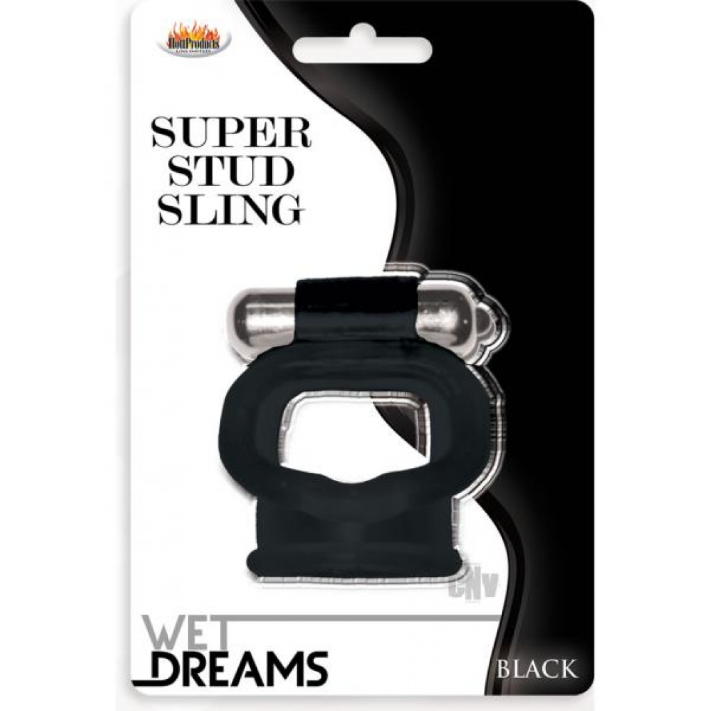 Wet Dreams Vibrating Super Stud Sling - Black