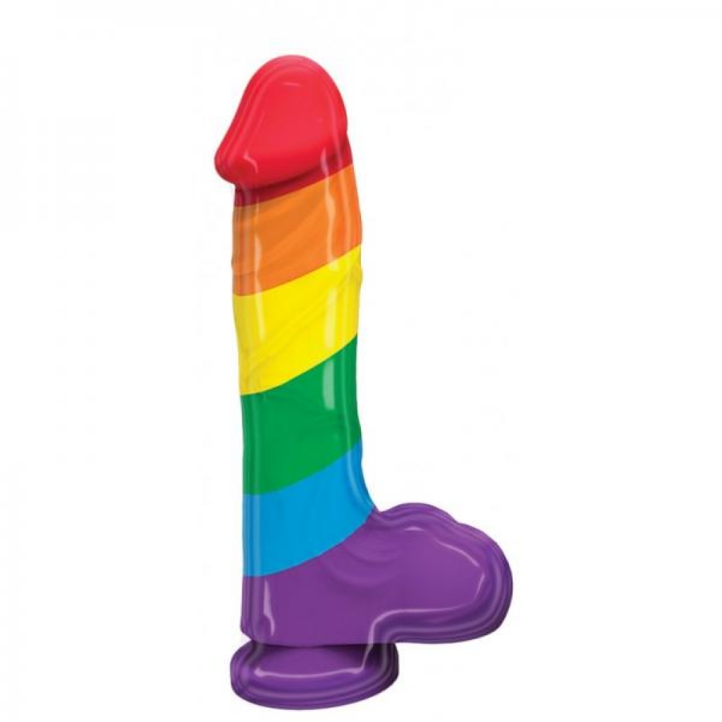 Rainbow Pumped Silicone Dildo - 9.4 Inches